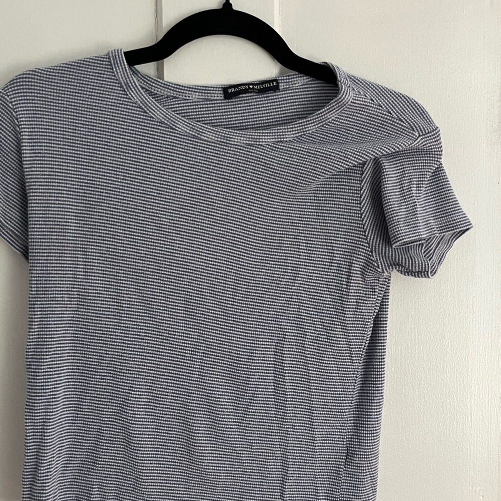 Navy & White Striped Top by Brandy Melville
